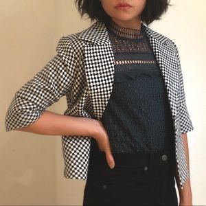 RARE houndstooth crop blazer